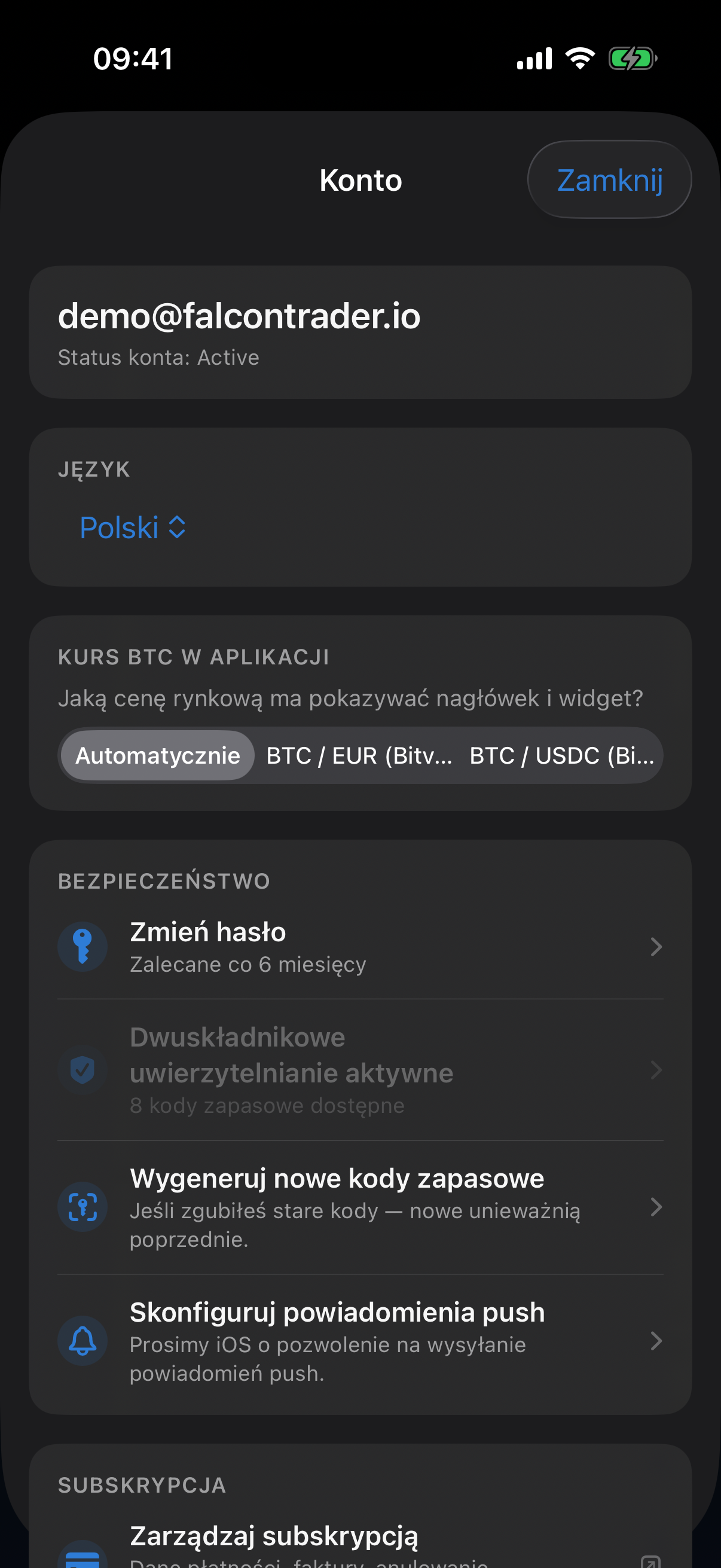 Ekran profilu